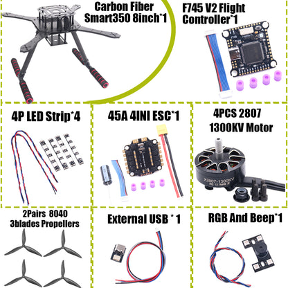 B-CUBE Smart330 350 7/8inch FPV Drone Frame Kit Carbon Fiber Racing Quadcopter Freestyle INAV Beatflight F722 Flight Control