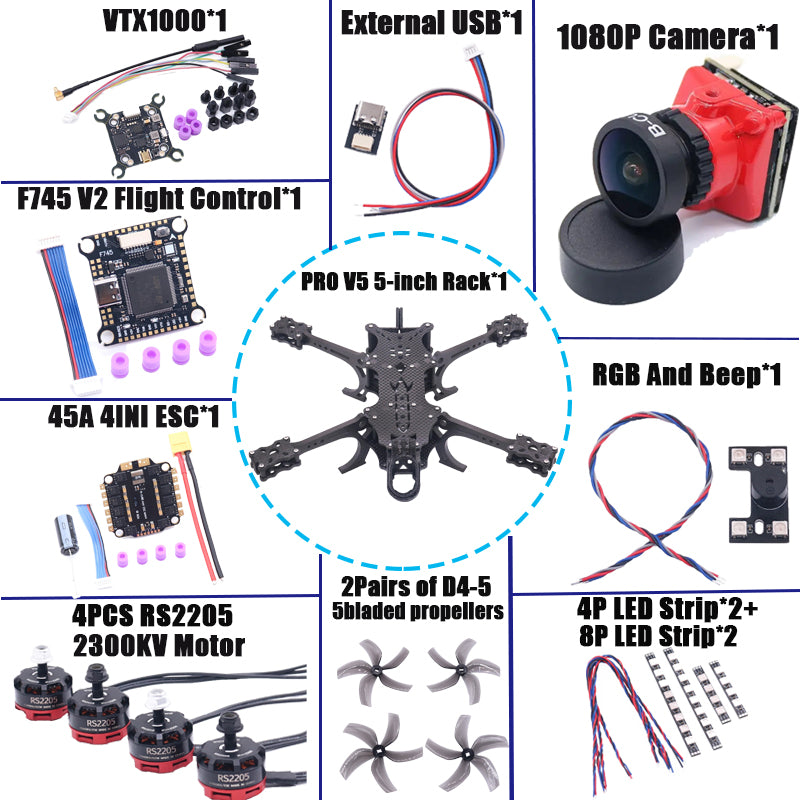 B-CUBE PRO V5 5inch FPV Drone Frame Kit Carbon Fiber Racing Quadcopter Freestyle INAV Beatflight F722 Ardupilot Flight Control