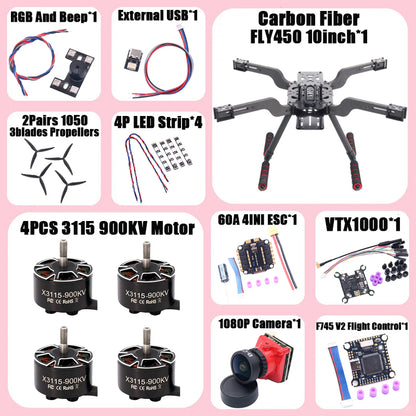 B-CUBE Open Source New Smart Drone FLY450 450MM F722 Quadrotor Rack RC Multicopter Multi-Rotor With Landing Gear Betaflight
