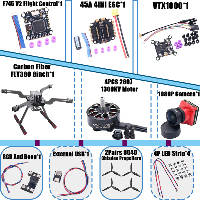 B-CUBE Open Source New Smart Drone FLY350 380MM F722 Quadrotor Rack RC Multicopter Multi-Rotor With Landing Gear Betaflight