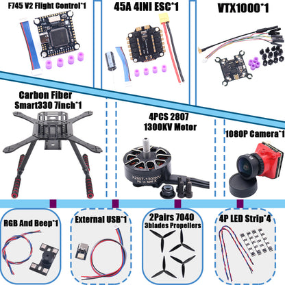 B-CUBE Smart330 350 7/8inch FPV Drone Frame Kit Carbon Fiber Racing Quadcopter Freestyle INAV Beatflight F722 Flight Control