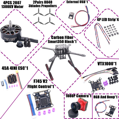 B-CUBE Smart330 350 7/8inch FPV Drone Frame Kit Carbon Fiber Racing Quadcopter Freestyle INAV Beatflight F722 Flight Control