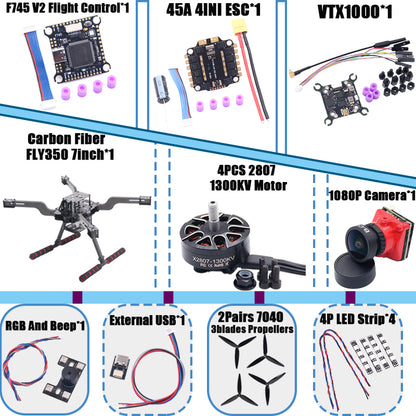 B-CUBE Open Source New Smart Drone FLY350 380MM F722 Quadrotor Rack RC Multicopter Multi-Rotor With Landing Gear Betaflight