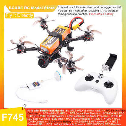 B-CUBE PRO V5 5inch FPV Drone Frame Kit Carbon Fiber Racing Quadcopter Optical Flow M10 GPS INAV Beatflight H743 Flight Control