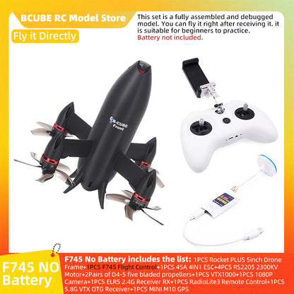 B-CUBE Rocket PLUS 5inch FPV Drone Frame Kit Carbon Fiber Racing Quadcopter Freestyle INAV Beatflight F722 Ardupilot Flight Control