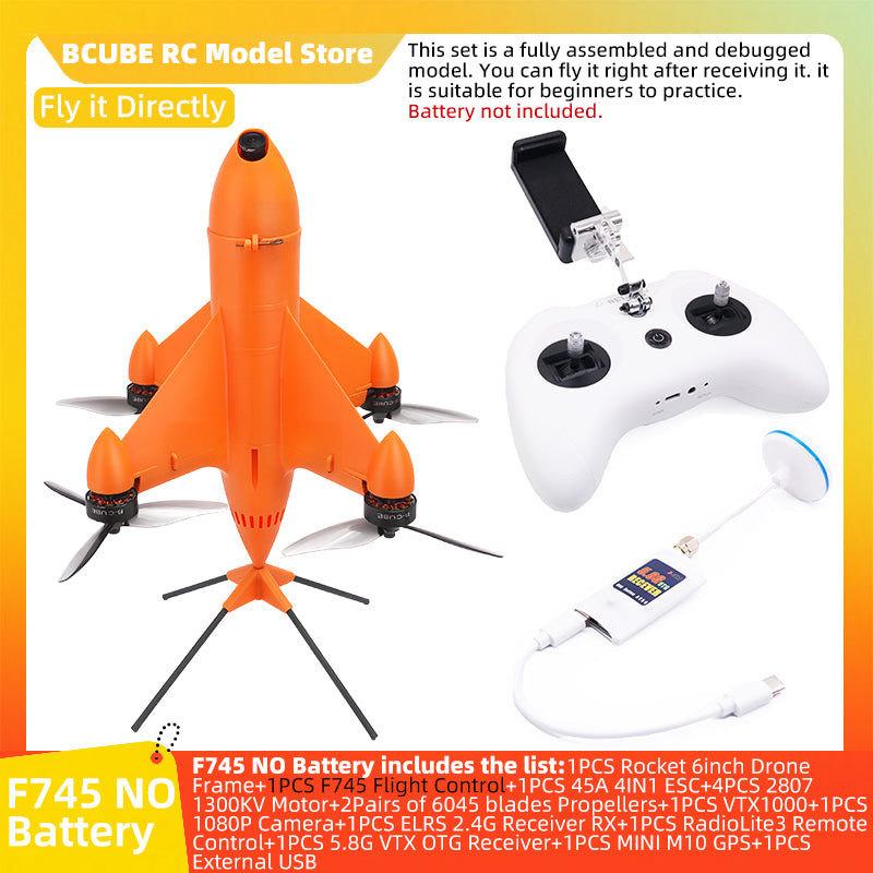 B-CUBE Rocket 6inch FPV Drone Frame Kit Carbon Fiber Racing Quadcopter Freestyle INAV Beatflight F4 F745 H743 Ardupilot Flight Control