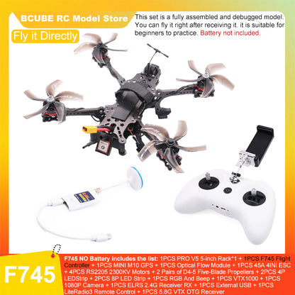 B-CUBE PRO V5 5inch FPV Drone Frame Kit Carbon Fiber Racing Quadcopter Optical Flow M10 GPS INAV Beatflight H743 Flight Control