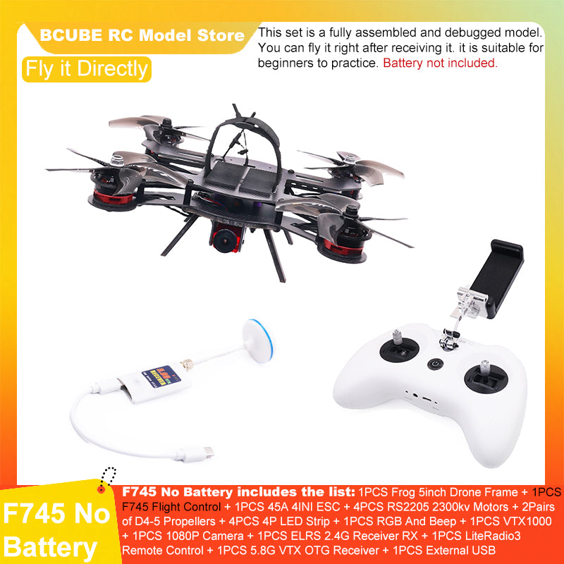 B-CUBE Frog 5inch FPV Drone Frame Kit Carbon Fiber Racing Drone Quadcopter Freestyle INAV Beatflight F722 M10 GPS Flight Control