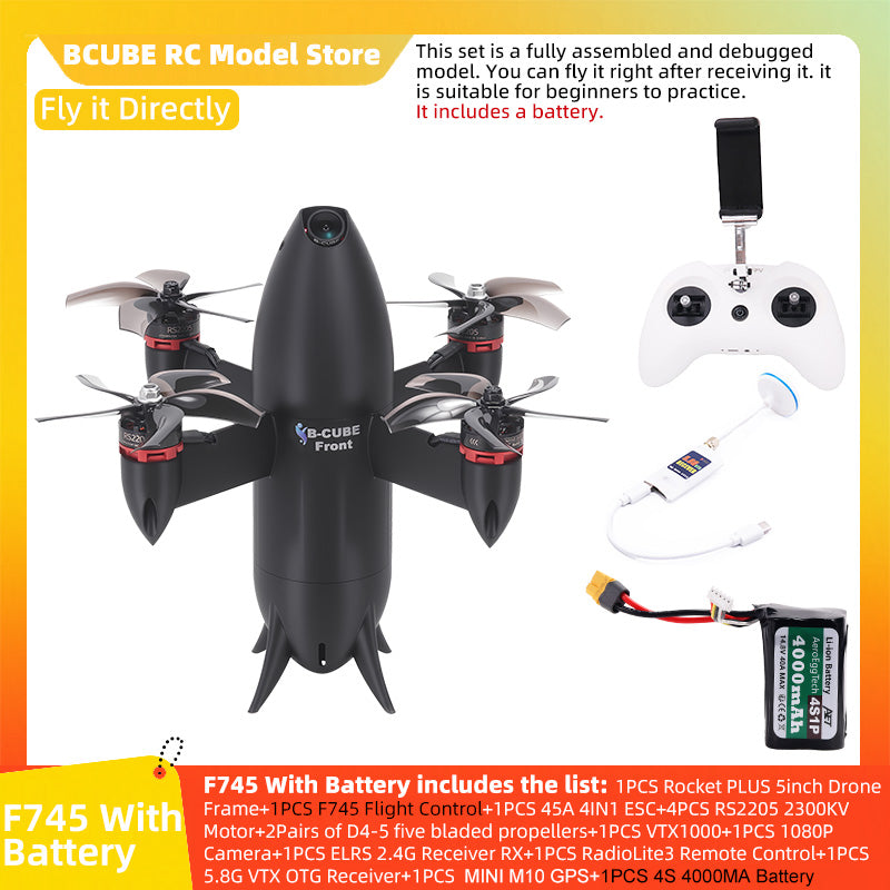 B-CUBE Rocket PLUS 5inch FPV Drone Frame Kit Carbon Fiber Racing Quadcopter Freestyle INAV Beatflight F722 Ardupilot Flight Control