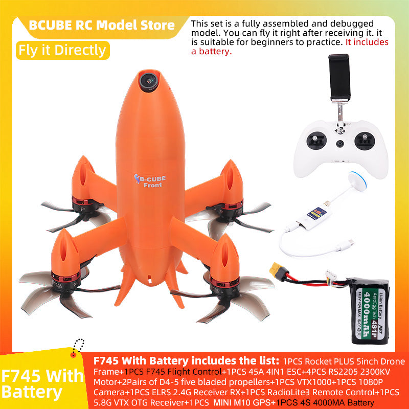 B-CUBE Rocket PLUS 5inch FPV Drone Frame Kit Carbon Fiber Racing Quadcopter Freestyle INAV Beatflight F722 Ardupilot Flight Control