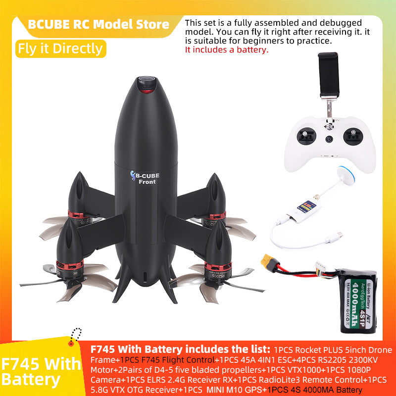 B-CUBE Rocket PLUS 5inch FPV Drone Frame Kit Carbon Fiber Racing Quadcopter Freestyle INAV Beatflight F722 Ardupilot Flight Control