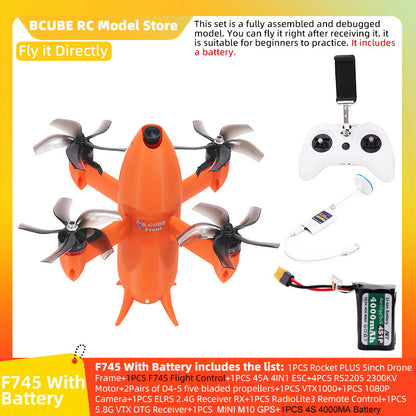 B-CUBE Rocket PLUS 5inch FPV Drone Frame Kit Carbon Fiber Racing Quadcopter Freestyle INAV Beatflight F722 Ardupilot Flight Control