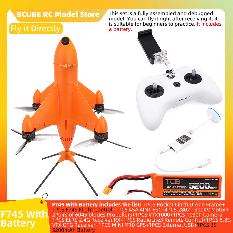 B-CUBE Rocket 6inch FPV Drone Frame Kit Carbon Fiber Racing Quadcopter Freestyle INAV Beatflight F4 F745 H743 Ardupilot Flight Control