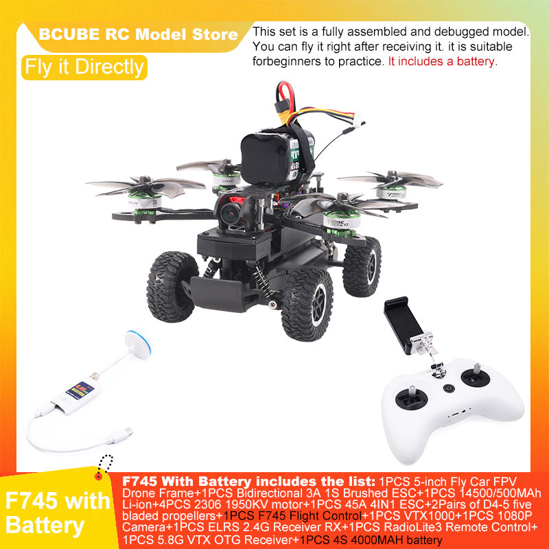 B-CUBE 5-inch Flying Car FPV Drone Frame Kit Carbon Fiber Racing Quadcopter BF INAV F722 H743 F745 Flight Control