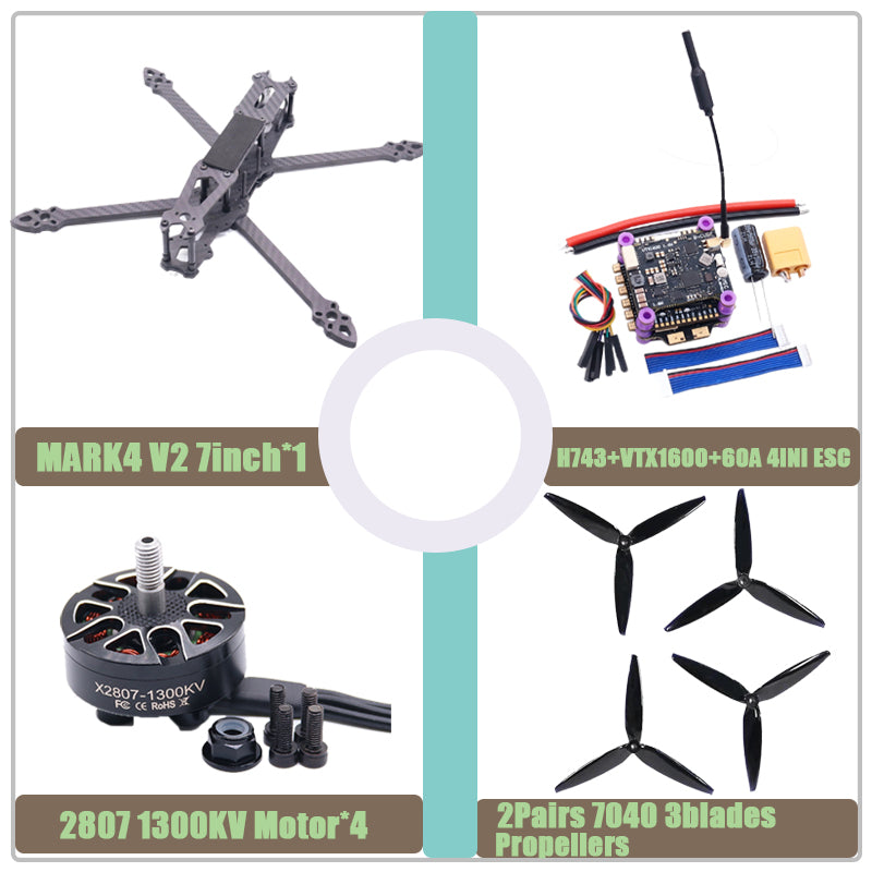 MARK4 V2 7inch H743  Flight Control 60A 4INI ESC rack drone FPV carbon fiber PV Racing Drone Quadcopter Freestyle