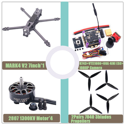 MARK4 V2 7inch H743  Flight Control 60A 4INI ESC rack drone FPV carbon fiber PV Racing Drone Quadcopter Freestyle