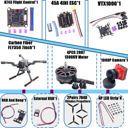 B-CUBE Open Source New Smart Drone FLY350 380MM F722 Quadrotor Rack RC Multicopter Multi-Rotor With Landing Gear Betaflight