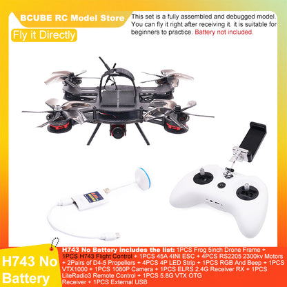 B-CUBE Frog 5inch FPV Drone Frame Kit Carbon Fiber Racing Drone Quadcopter Freestyle INAV Beatflight F722 M10 GPS Flight Control