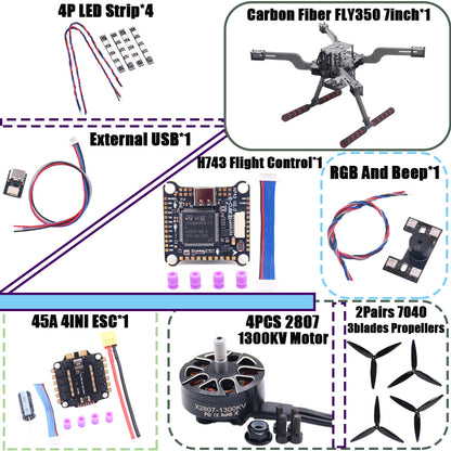 B-CUBE Open Source New Smart Drone FLY350 380MM F722 Quadrotor Rack RC Multicopter Multi-Rotor With Landing Gear Betaflight