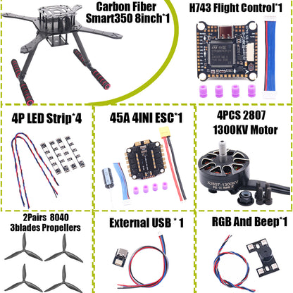 B-CUBE Smart330 350 7/8inch FPV Drone Frame Kit Carbon Fiber Racing Quadcopter Freestyle INAV Beatflight F722 Flight Control