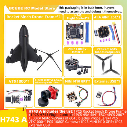 B-CUBE Rocket 6inch FPV Drone Frame Kit Carbon Fiber Racing Quadcopter Freestyle INAV Beatflight F4 F745 H743 Ardupilot Flight Control