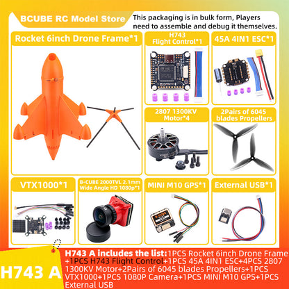 B-CUBE Rocket 6inch FPV Drone Frame Kit Carbon Fiber Racing Quadcopter Freestyle INAV Beatflight F4 F745 H743 Ardupilot Flight Control