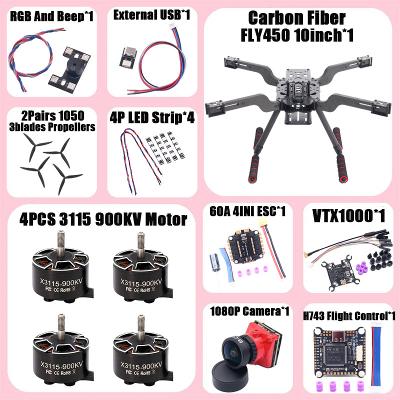 B-CUBE Open Source New Smart Drone FLY450 450MM F722 Quadrotor Rack RC Multicopter Multi-Rotor With Landing Gear Betaflight