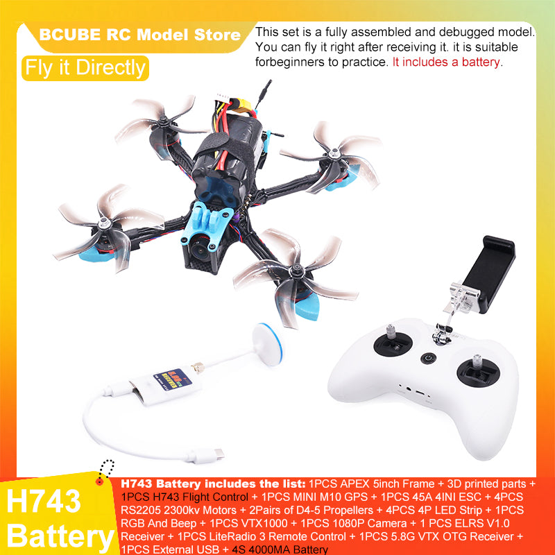 B-CUBE APEX 5inch FPV Drone Frame Kit Carbon Fiber Racing Drone Quadcopter Freestyle INAV Beatflight F722 M10 GPS Flight Control
