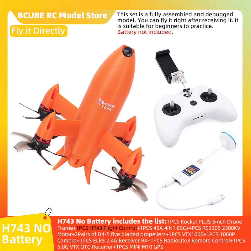 B-CUBE Rocket PLUS 5inch FPV Drone Frame Kit Carbon Fiber Racing Quadcopter Freestyle INAV Beatflight F722 Ardupilot Flight Control