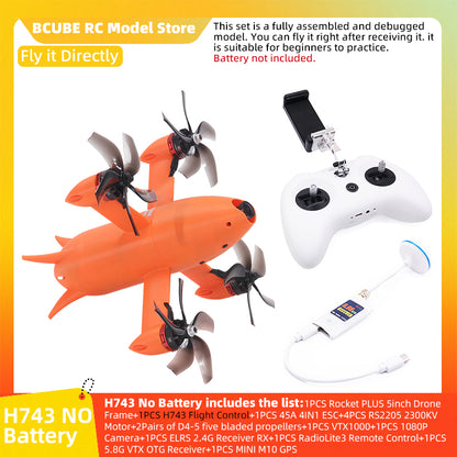 B-CUBE Rocket PLUS 5inch FPV Drone Frame Kit Carbon Fiber Racing Quadcopter Freestyle INAV Beatflight F722 Ardupilot Flight Control