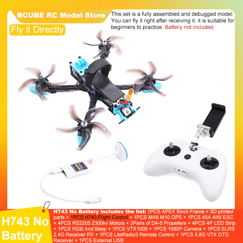 B-CUBE APEX 5inch FPV Drone Frame Kit Carbon Fiber Racing Drone Quadcopter Freestyle INAV Beatflight F722 M10 GPS Flight Control