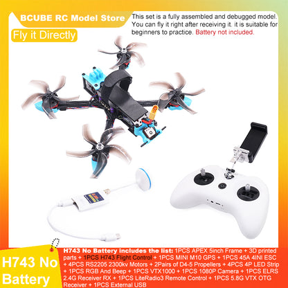 B-CUBE APEX 5inch FPV Drone Frame Kit Carbon Fiber Racing Drone Quadcopter Freestyle INAV Beatflight F722 M10 GPS Flight Control