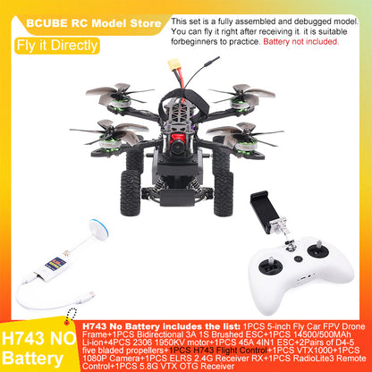 B-CUBE 5-inch Flying Car FPV Drone Frame Kit Carbon Fiber Racing Quadcopter BF INAV F722 H743 F745 Flight Control