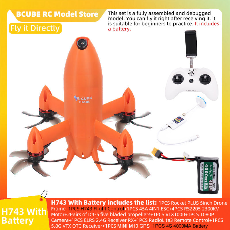 B-CUBE Rocket PLUS 5inch FPV Drone Frame Kit Carbon Fiber Racing Quadcopter Freestyle INAV Beatflight F722 Ardupilot Flight Control