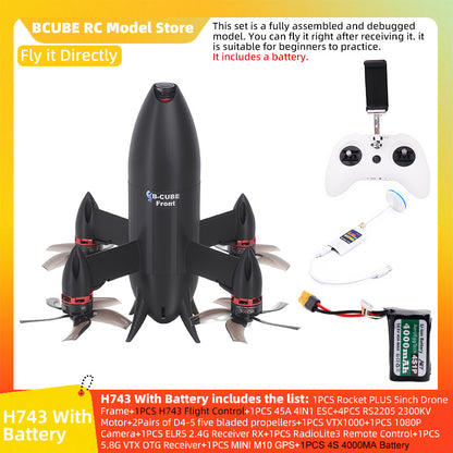B-CUBE Rocket PLUS 5inch FPV Drone Frame Kit Carbon Fiber Racing Quadcopter Freestyle INAV Beatflight F722 Ardupilot Flight Control