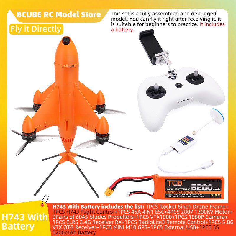 B-CUBE Rocket 6inch FPV Drone Frame Kit Carbon Fiber Racing Quadcopter Freestyle INAV Beatflight F4 F745 H743 Ardupilot Flight Control