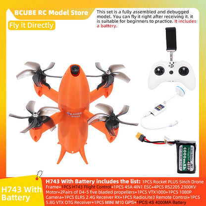 B-CUBE Rocket PLUS 5inch FPV Drone Frame Kit Carbon Fiber Racing Quadcopter Freestyle INAV Beatflight F722 Ardupilot Flight Control