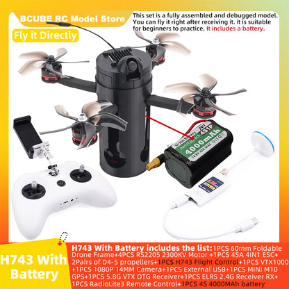 B-CUBE 60mm Foldable FPV Drone Frame Kit Carbon Fiber Racing Quadcopter Freestyle INAV Beatflight F4V3S PULS F745 H743