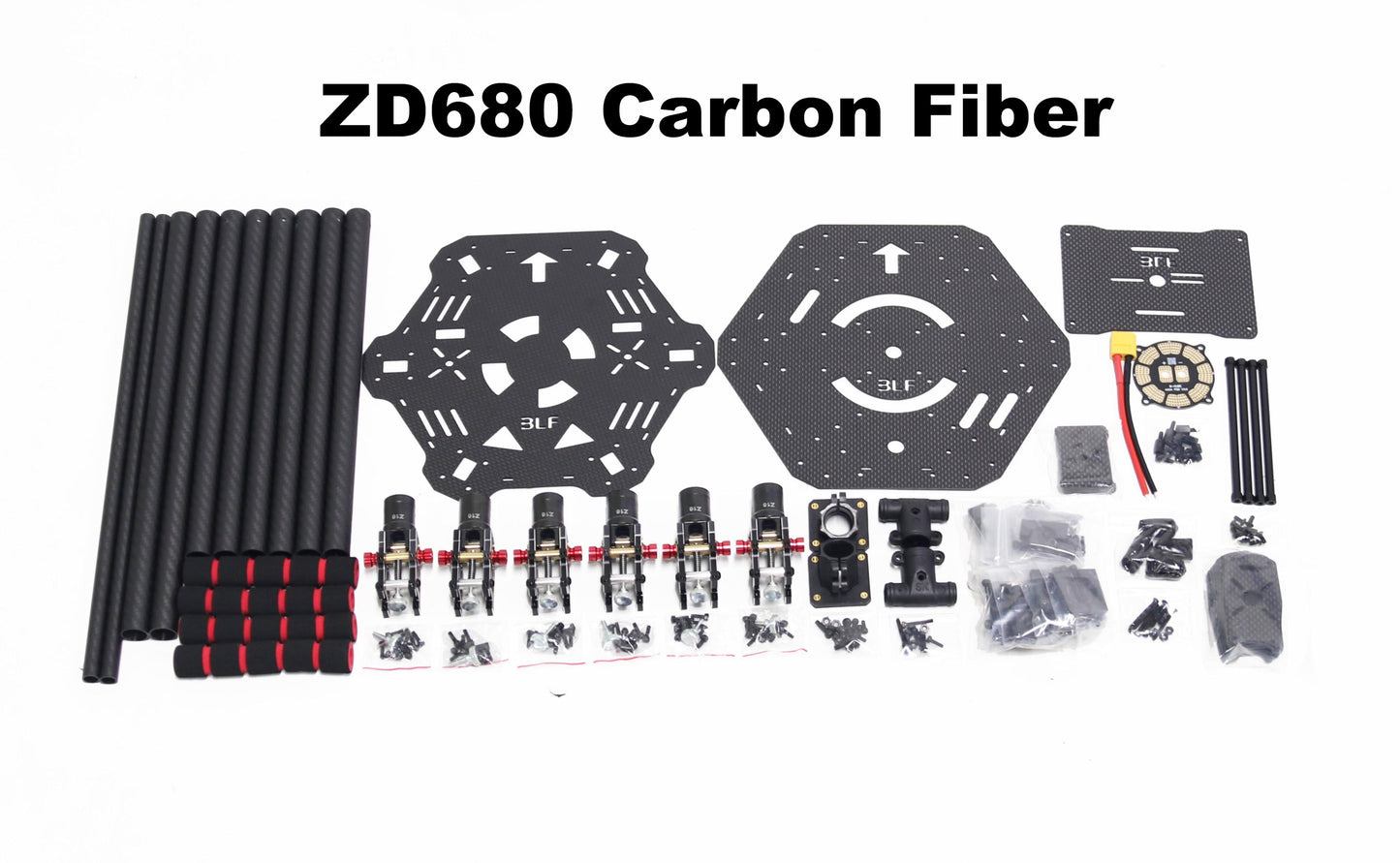 B-CUBE F680 Full Carbon Fiber ZD 680 Hexa-Rotor Frame Foldable Arm Hexacopter Frame Kit with Unflodable Landing Gear for FPV