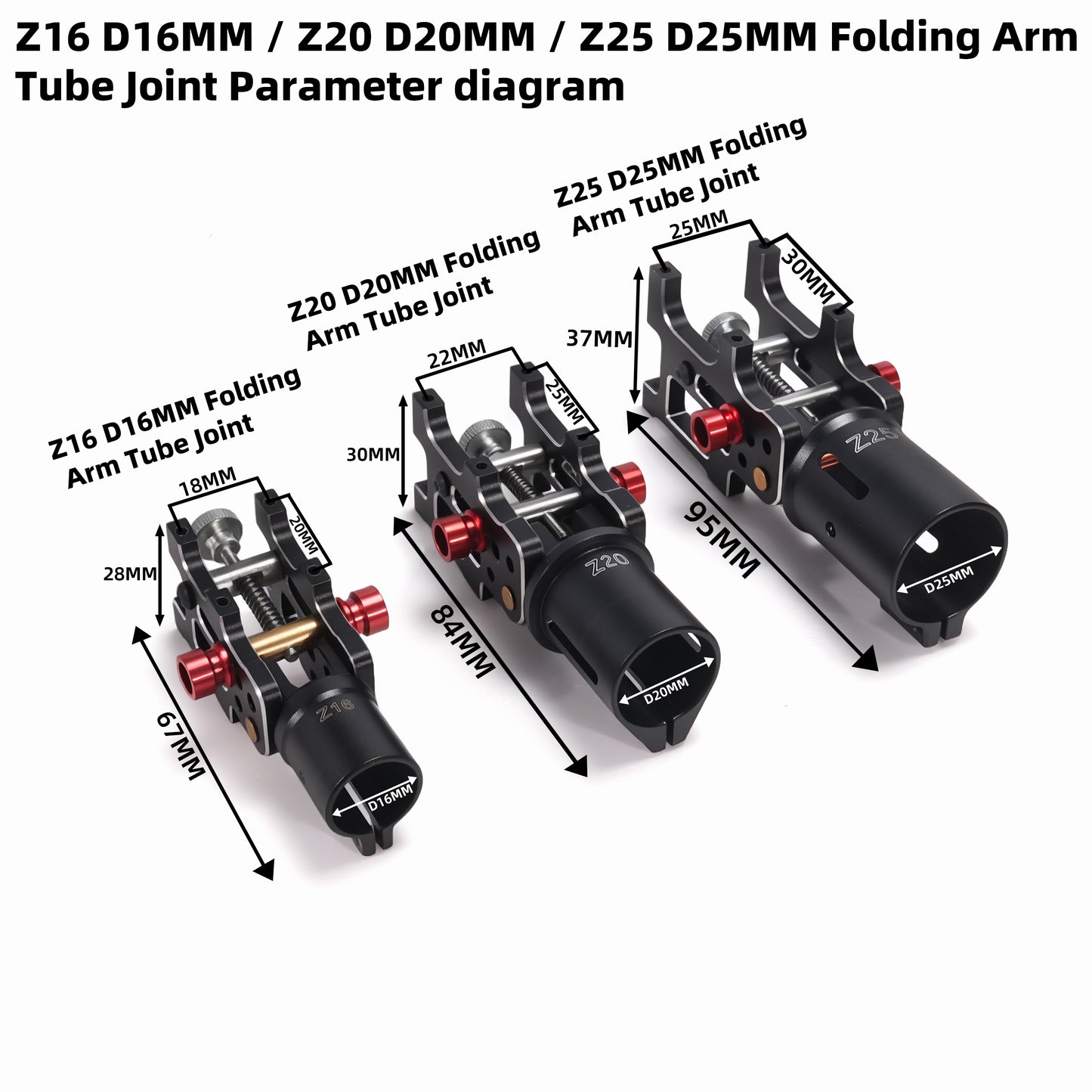 B-CUBE Z16/Z20/Z25 CNC Aluminum Folding Arm Tube Joint DIY for Dia 16mm 20mm 25mmAutomatic Auto RC Quadcopter Hexacopter Multirotor