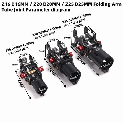 B-CUBE Z16/Z20/Z25 CNC Aluminum Folding Arm Tube Joint DIY for Dia 16mm 20mm 25mmAutomatic Auto RC Quadcopter Hexacopter Multirotor