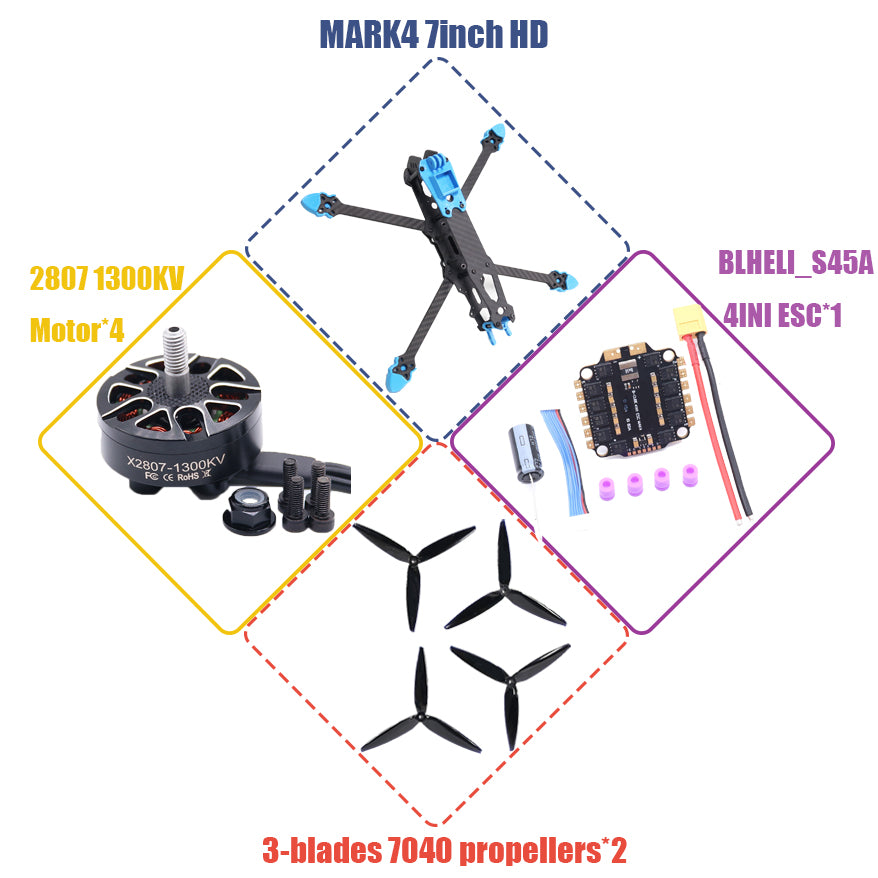 MARK4 V2 5 7 8 9 10-inch Flight Control 45/60A 4INI ESC rack drone FPV carbon fiber PV Racing Drone Quadcopter Freestyle