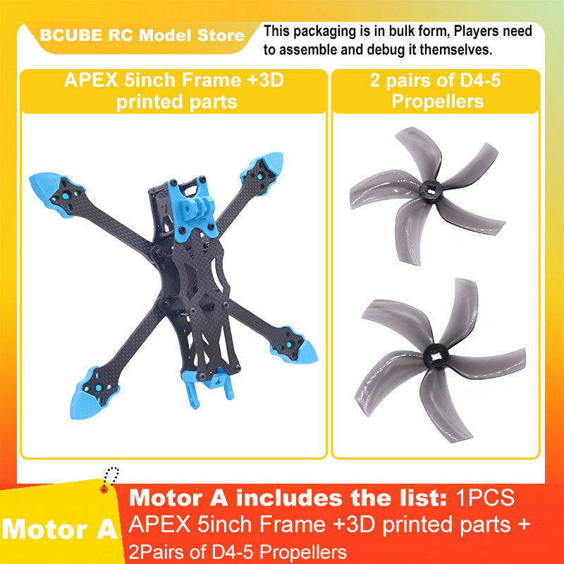 B-CUBE APEX 5inch FPV Drone Frame Kit Carbon Fiber Racing Drone Quadcopter Freestyle INAV Beatflight F722 M10 GPS Flight Control