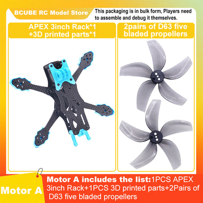 B-CUBE APEX 3inch FPV Drone Frame Kit Carbon Fiber Racing Drone Quadcopter INAV Beatflight F722 F745 Ardupilot Flight Control