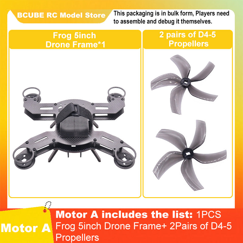 B-CUBE Frog 5inch FPV Drone Frame Kit Carbon Fiber Racing Drone Quadcopter Freestyle INAV Beatflight F722 M10 GPS Flight Control