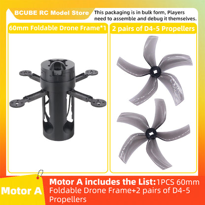 B-CUBE 60mm Foldable FPV Drone Frame Kit Carbon Fiber Racing Quadcopter Freestyle INAV Beatflight F4V3S PULS F745 H743