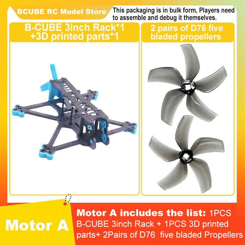B-CUBE 3inch FPV Drone Frame Kit Carbon Fiber Racing Drone Quadcopter INAV Beatflight F722 F745 Ardupilot Flight Control