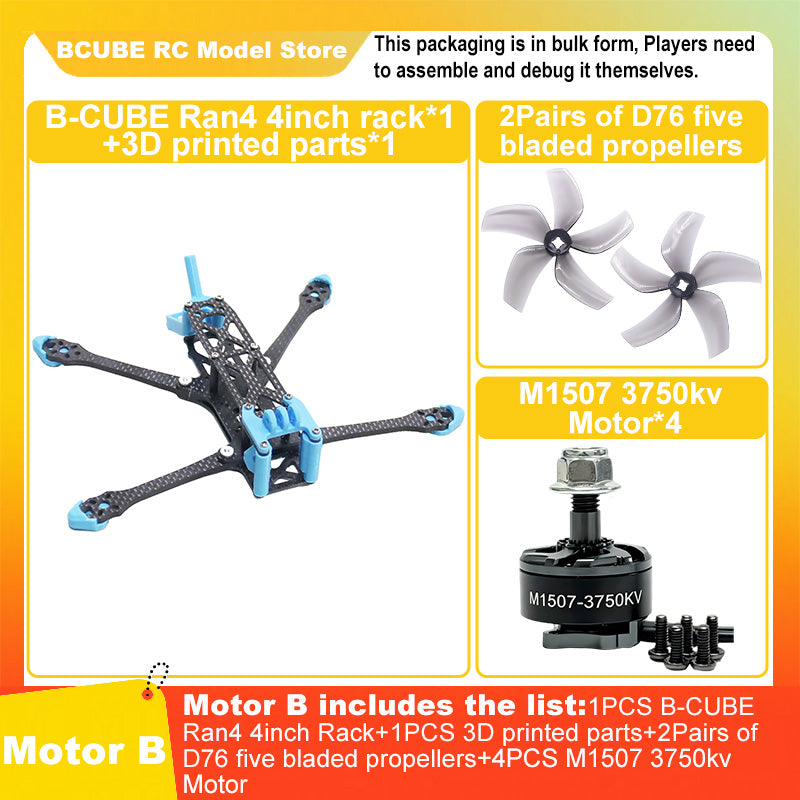 B-CUBE Ran4 4inch FPV Drone Frame Kit Carbon Fiber Racing Drone Quadcopter INAV Beatflight F722 F745 Ardupilot Flight Control