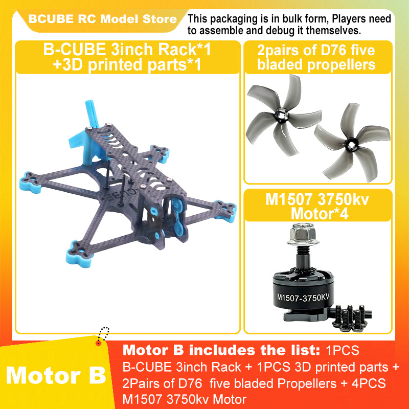 B-CUBE 3inch FPV Drone Frame Kit Carbon Fiber Racing Drone Quadcopter INAV Beatflight F722 F745 Ardupilot Flight Control