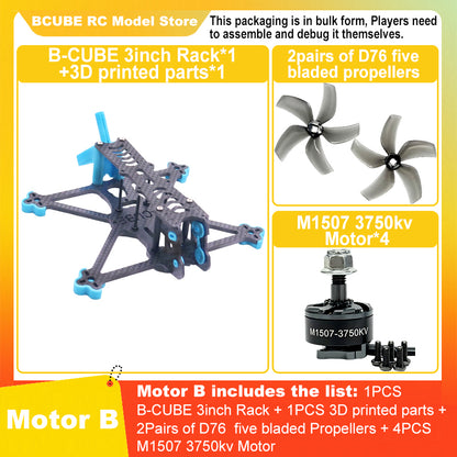 B-CUBE 3inch FPV Drone Frame Kit Carbon Fiber Racing Drone Quadcopter INAV Beatflight F722 F745 Ardupilot Flight Control